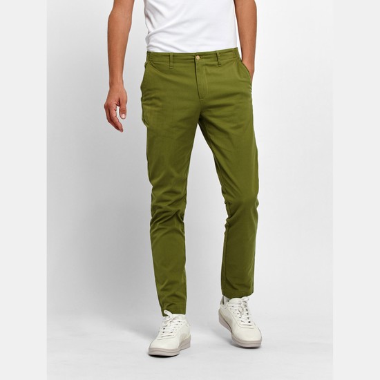 Aigle Cotton Chino Pants Men Green ZA-83162